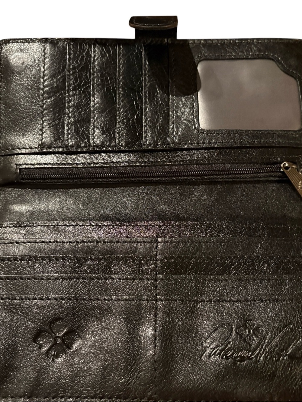 Patricia Nash Valentia 100% Full Grain Black Leather Wallet or Wristlet - Picture 4 of 4